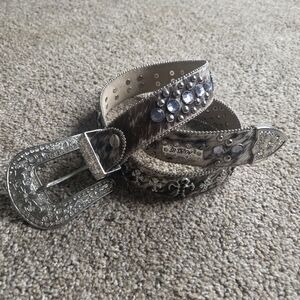 Silver and Brown Embellished Women's Belt